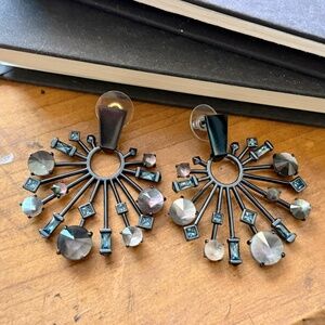 Kendra Scott Fabia Small Statement Earrings- Gunmetal & Navy